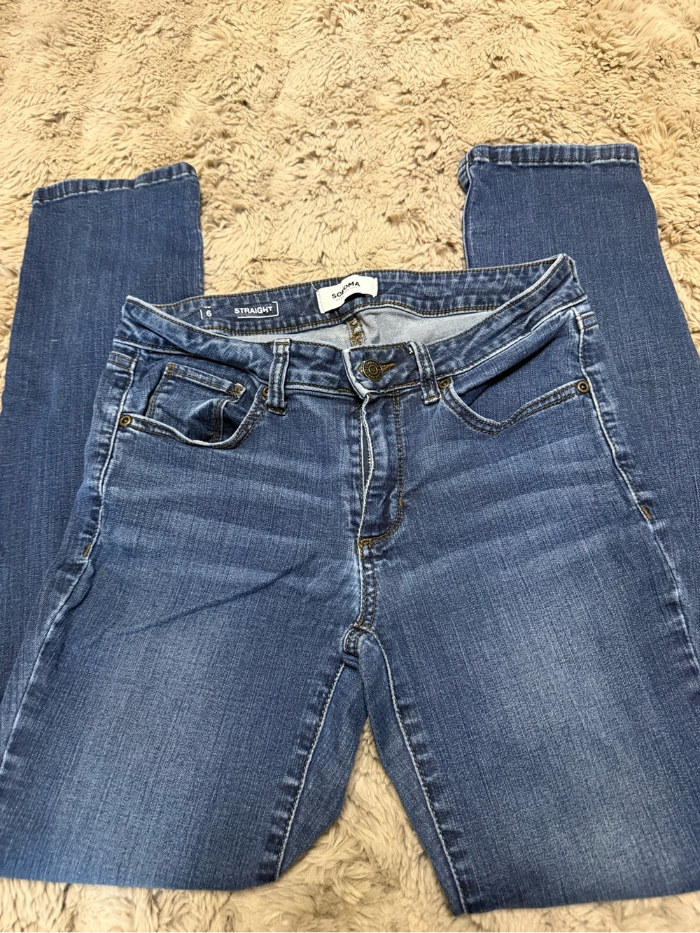 Straight Leg Women Jeans - Blue Denim size 6 straight